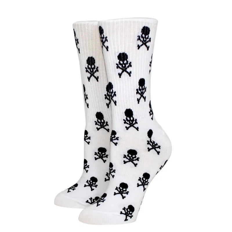 White Halloween Style Skull Hip-Hop Socks