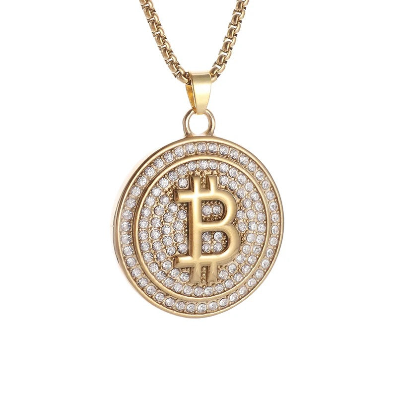 Collier avec pendentif Bitcoin hip hop