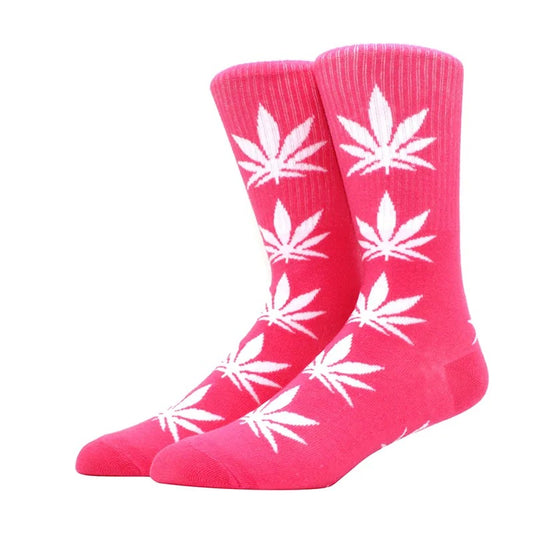 Chaussette avec motif feuilles cannabis rose