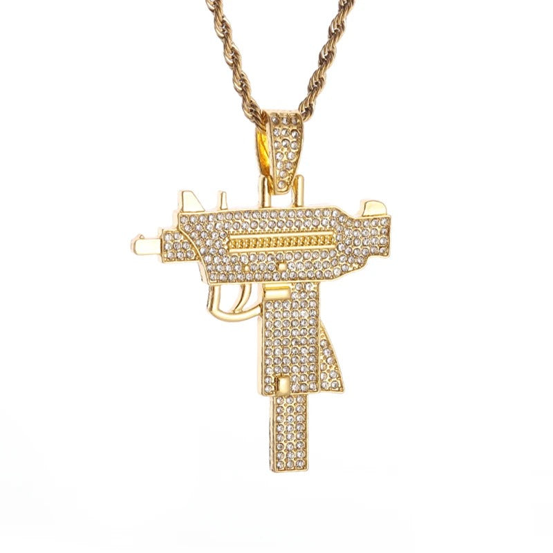 collier pendentif hip hop Uzi