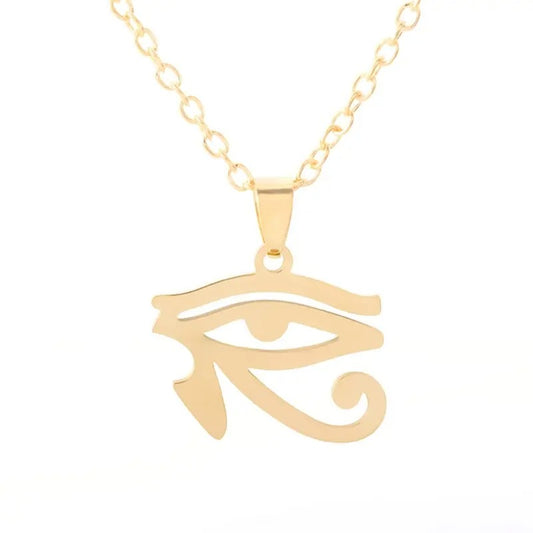 Collier pendentif oeil d'Horus plaqué or