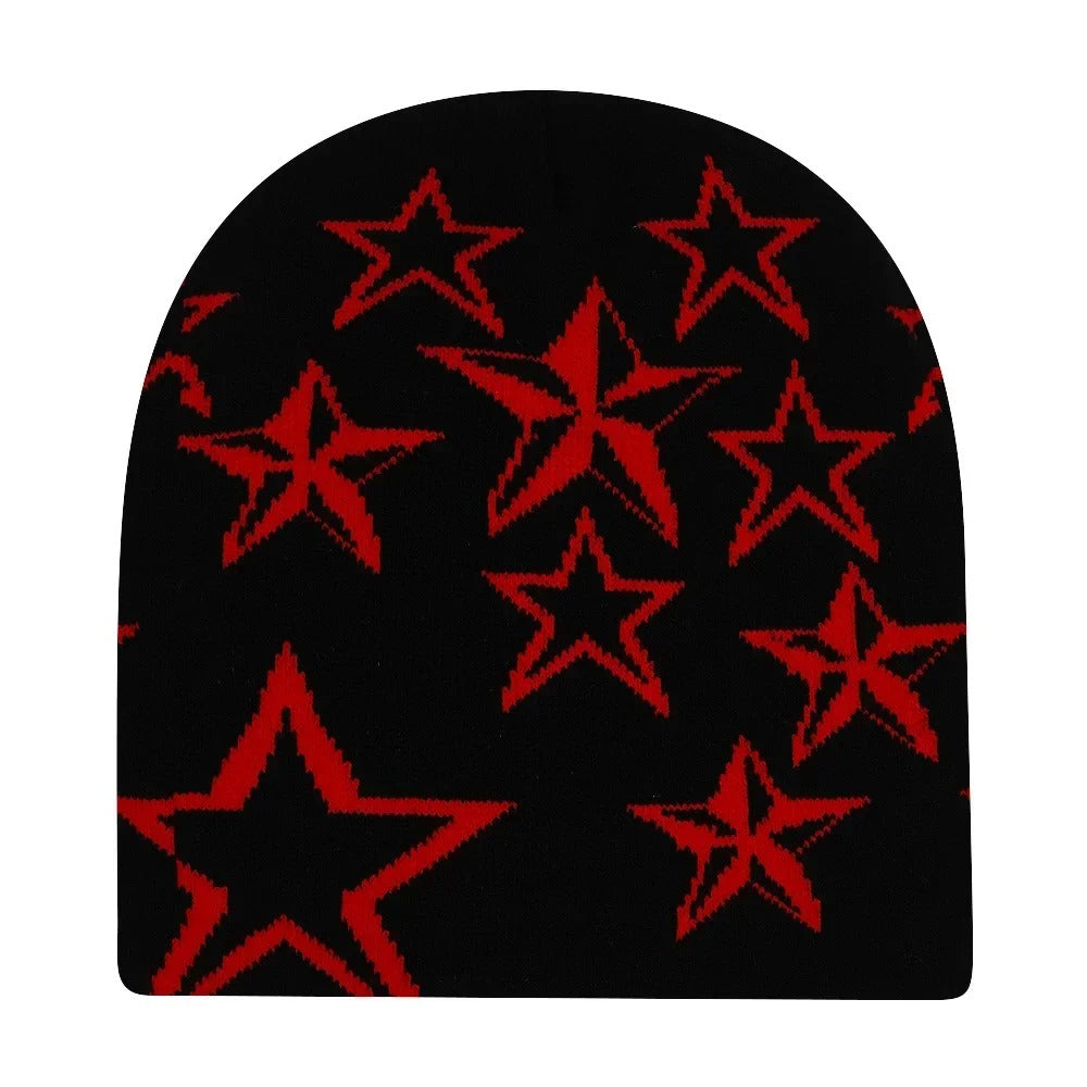 bonnet streetwear noir avec étoiles rouge