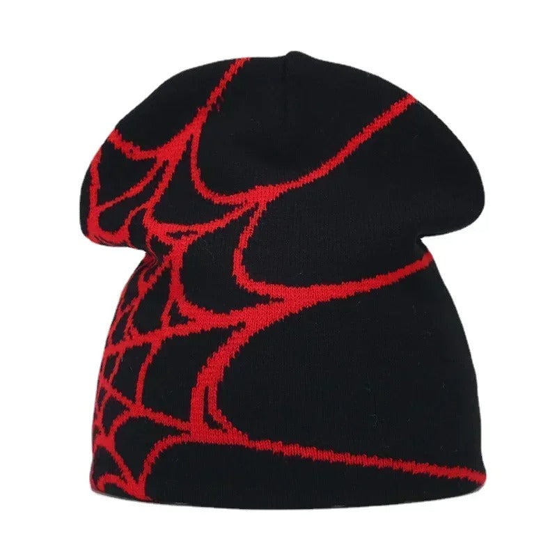 Bonnet spider streetwear noir rouge