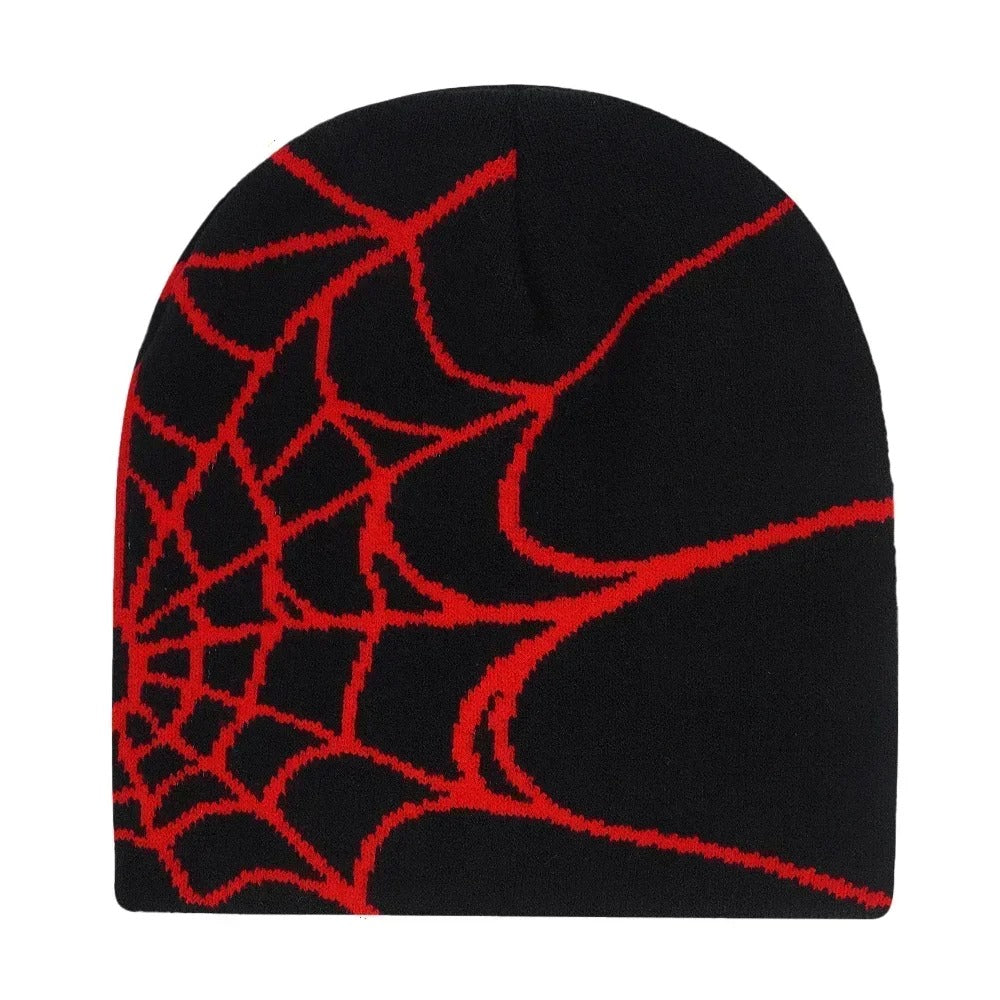 Bonnet spider streetwear noir rouge