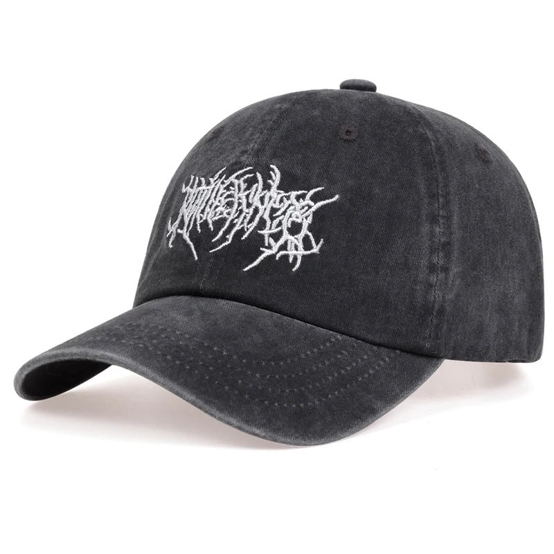 Casquette baseball gris washed avec logo script