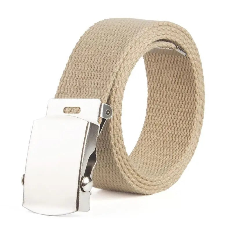 Ceinture toile style militaire beige