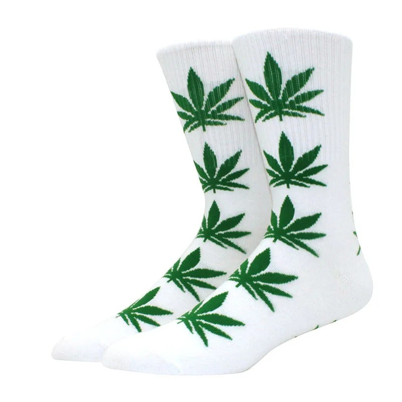 Chaussette weed blanc vert coton