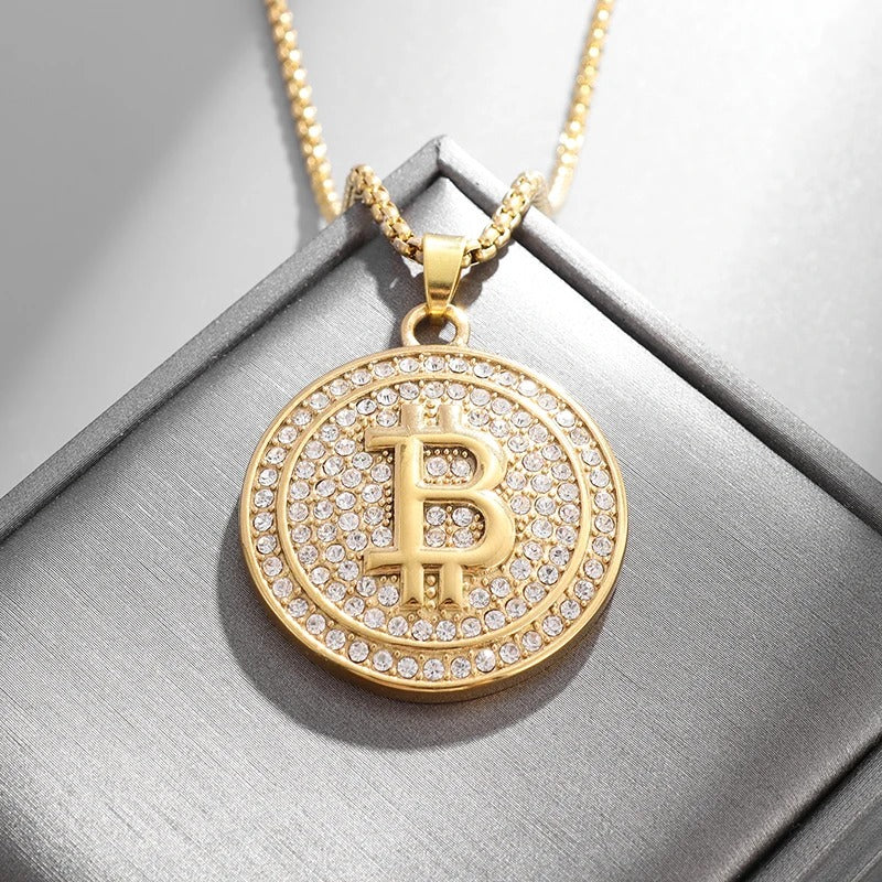 Collier pendentif Bitcoin hip hop