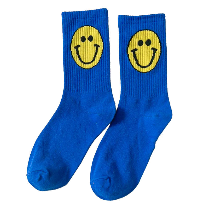 chaussette avec logo smiley bleu royal